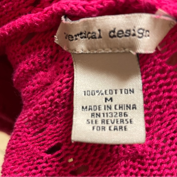 Vertical Design Pink CONVERTIBLE Open knit Cadigan Sweater 100% cotton, Sz M - Picture 12 of 12